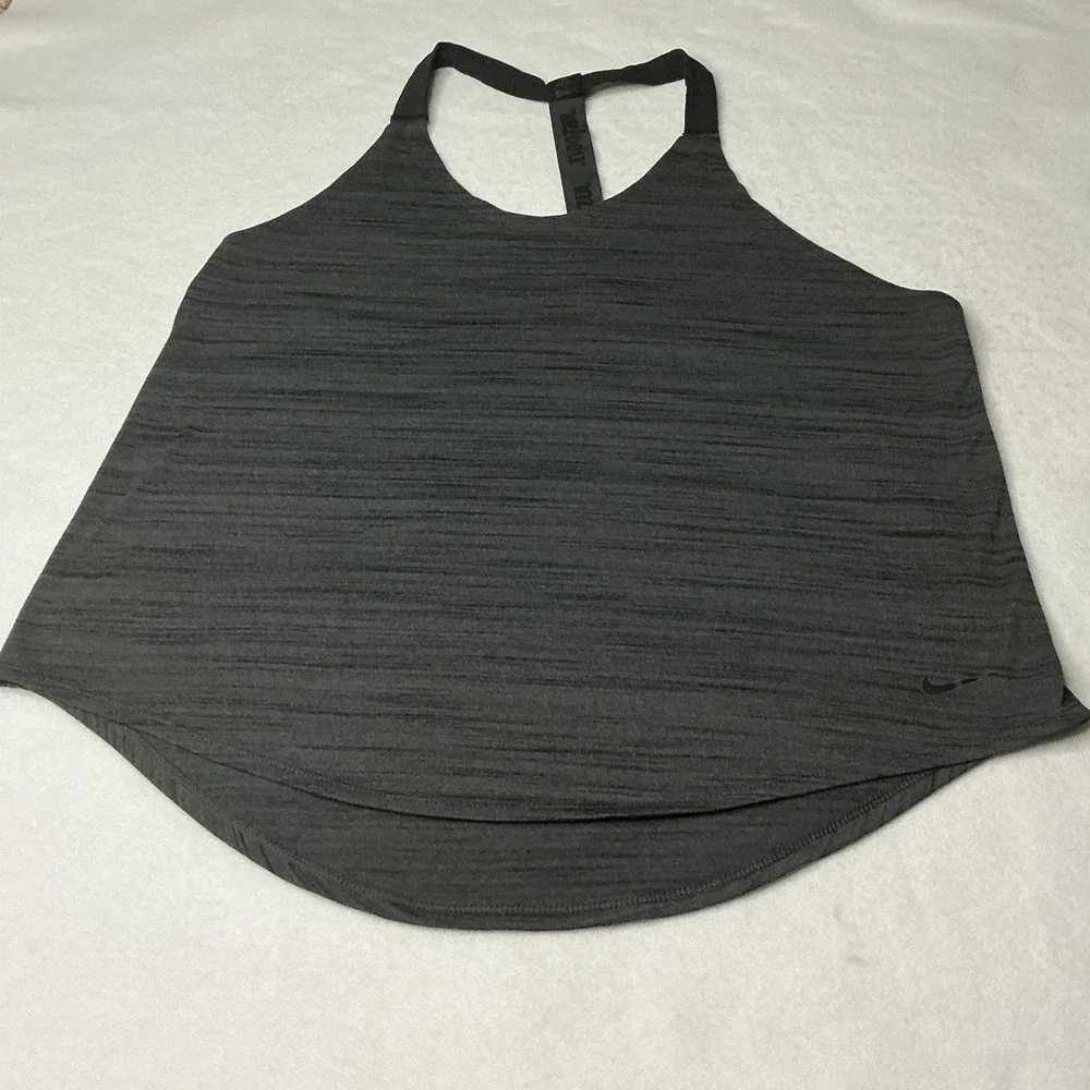 Nike Womens Dri-FIT Elastika Just Do It Racerback Tank Top Gray Medium